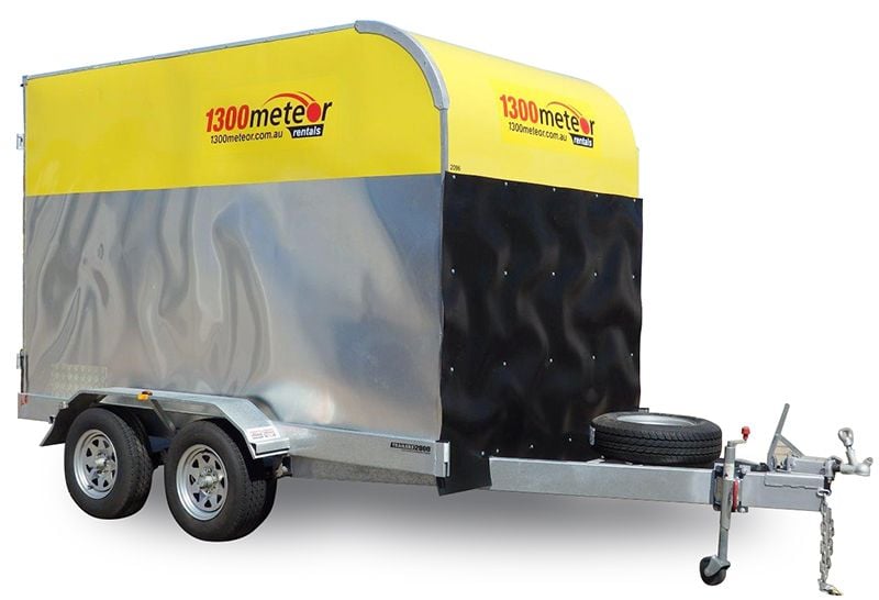 Yellow enclosed trailer hire Queensland 1300 Meteor Rentals